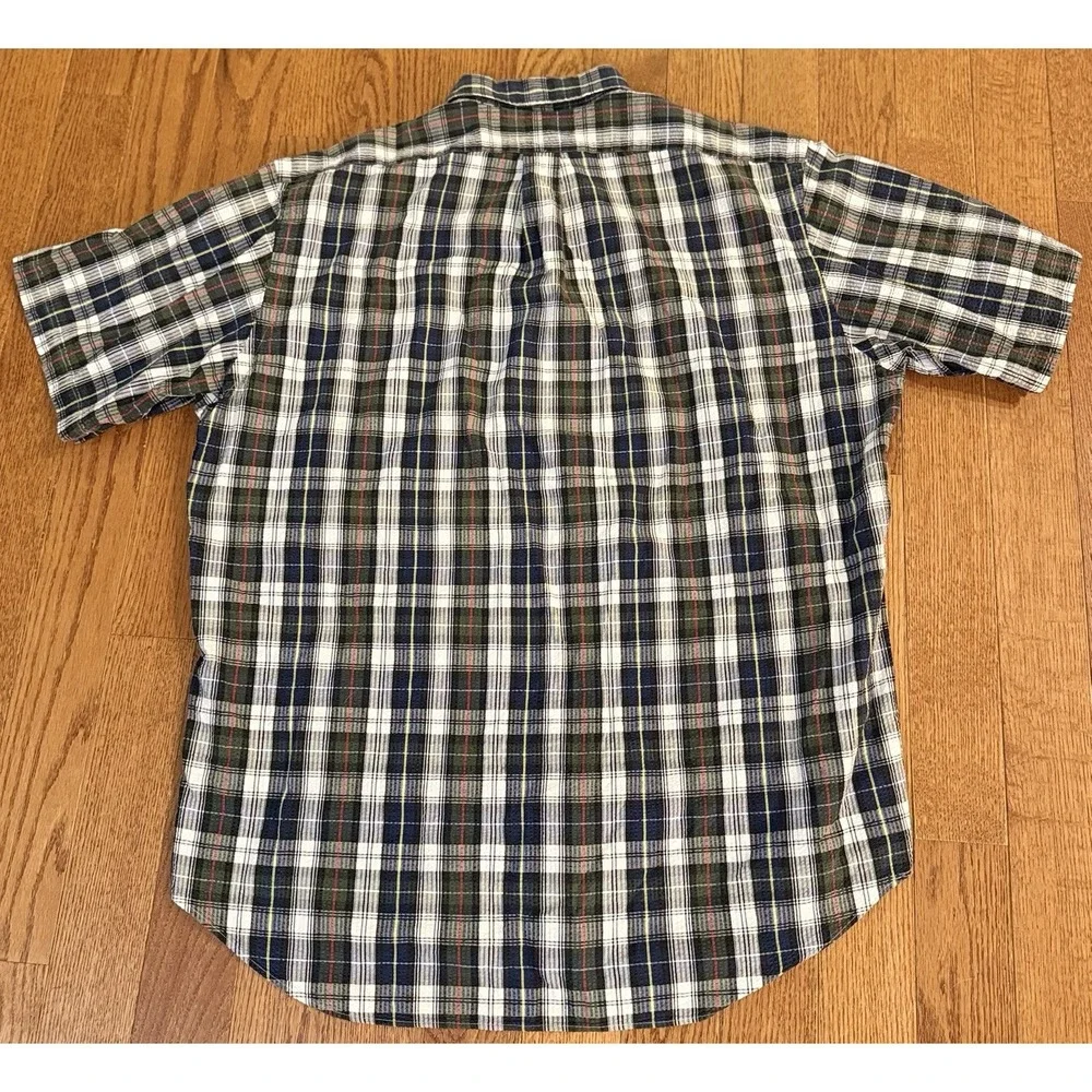 Polo Ralph Lauren Mens Seersucker Shirt Blue Green Yellow Plaid Size X-Large